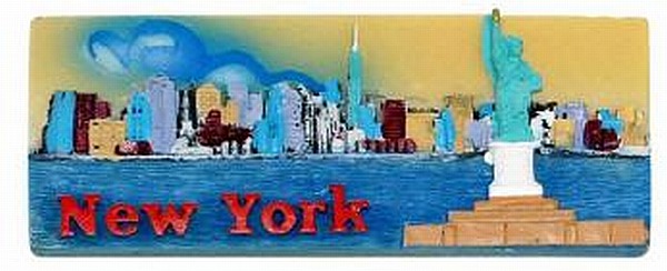 New Yok Magnet Freiheitsstatue mit Manhattan silber,3D Poly,Souvenir 