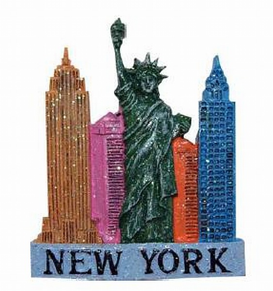 New Yok Magnet Freiheitsstatue mit Manhattan silber,3D Poly,Souvenir 