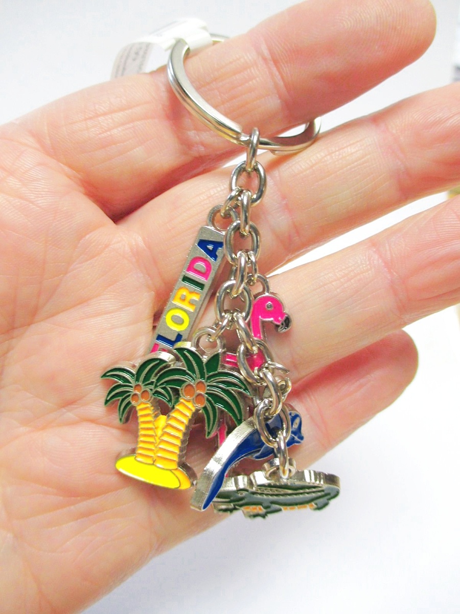 Florida Key Chain 5 Charms Metal Dolphin Alligator Flamingo eBay