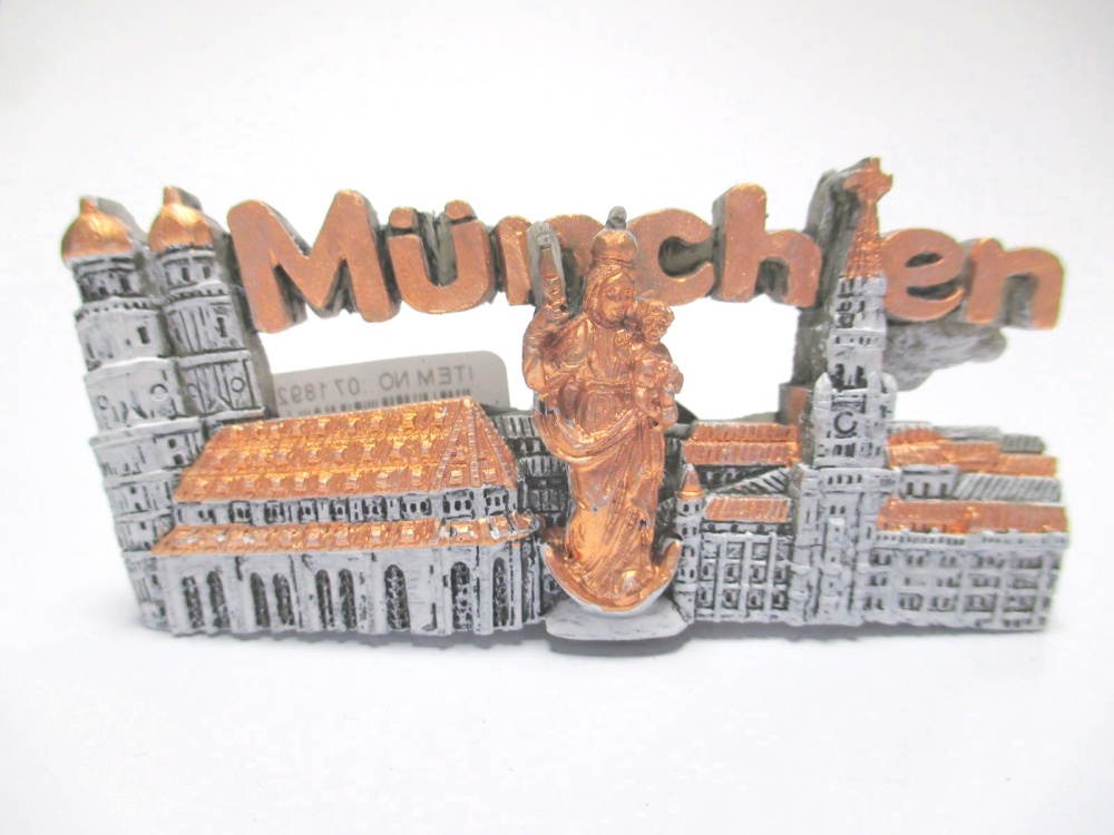 München Frauenkirche Rathaus Poly Panorama Magnet Relief,11 cm,Souvenir Germany 