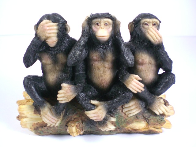 Affe Schimpanse 3 Stück Affen der Indische Weisheit 13 cm Poly Figur NEU 