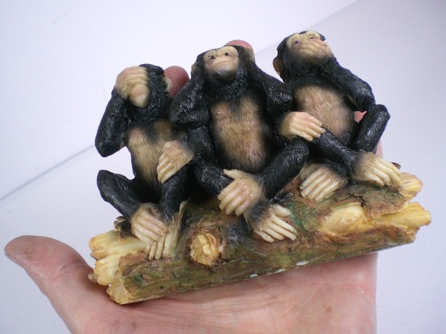 Affe Schimpanse 3er Monkey Affen der Weisheit,17 cm Poly Figur 