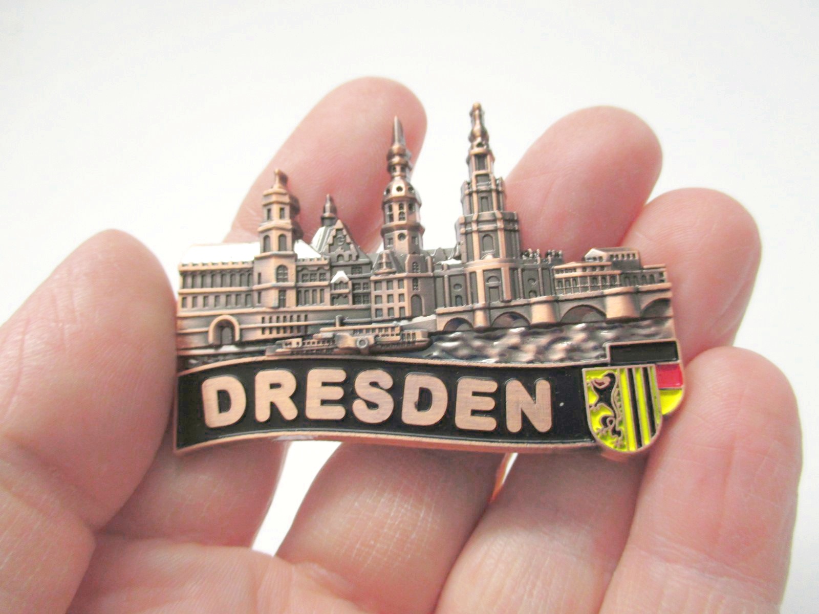 redbro Dresden Elbcollage Metall Magnet Germany Deutschland Souvenir 