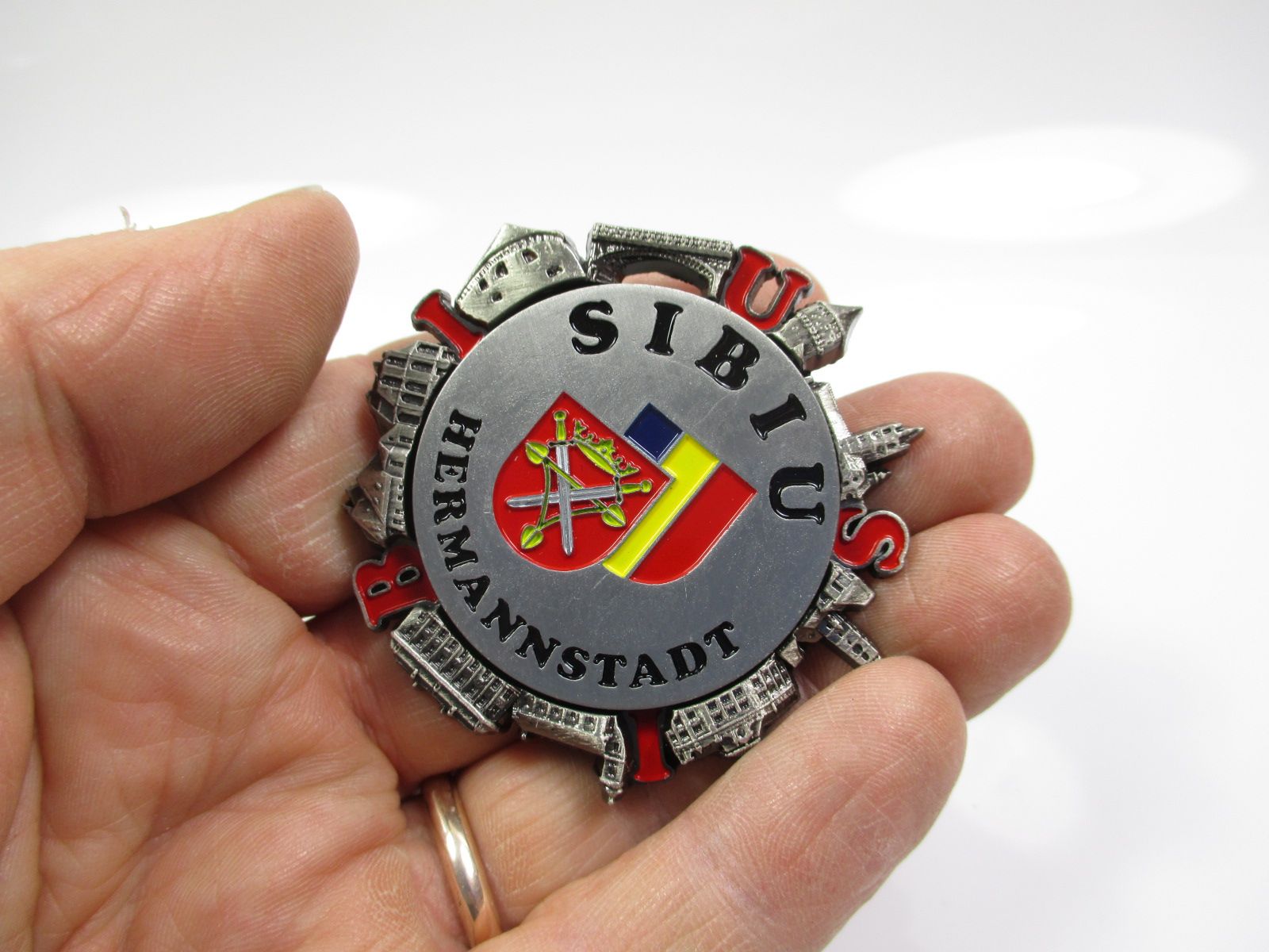 Sibiu Romania Hermannstadt Metal Magnetic Souvenir Siebenbürgen