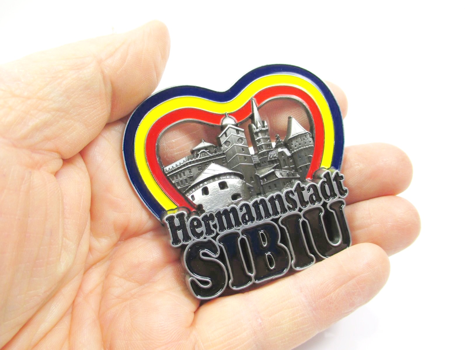 Sibiu Romania Hermannstadt Metal Magnetic Souvenir Siebenbürgen