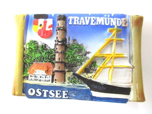 Travemünde Ostsee Magnet Poly Rolle 7 cm Souvenir Germany,Deutschland,Neu 