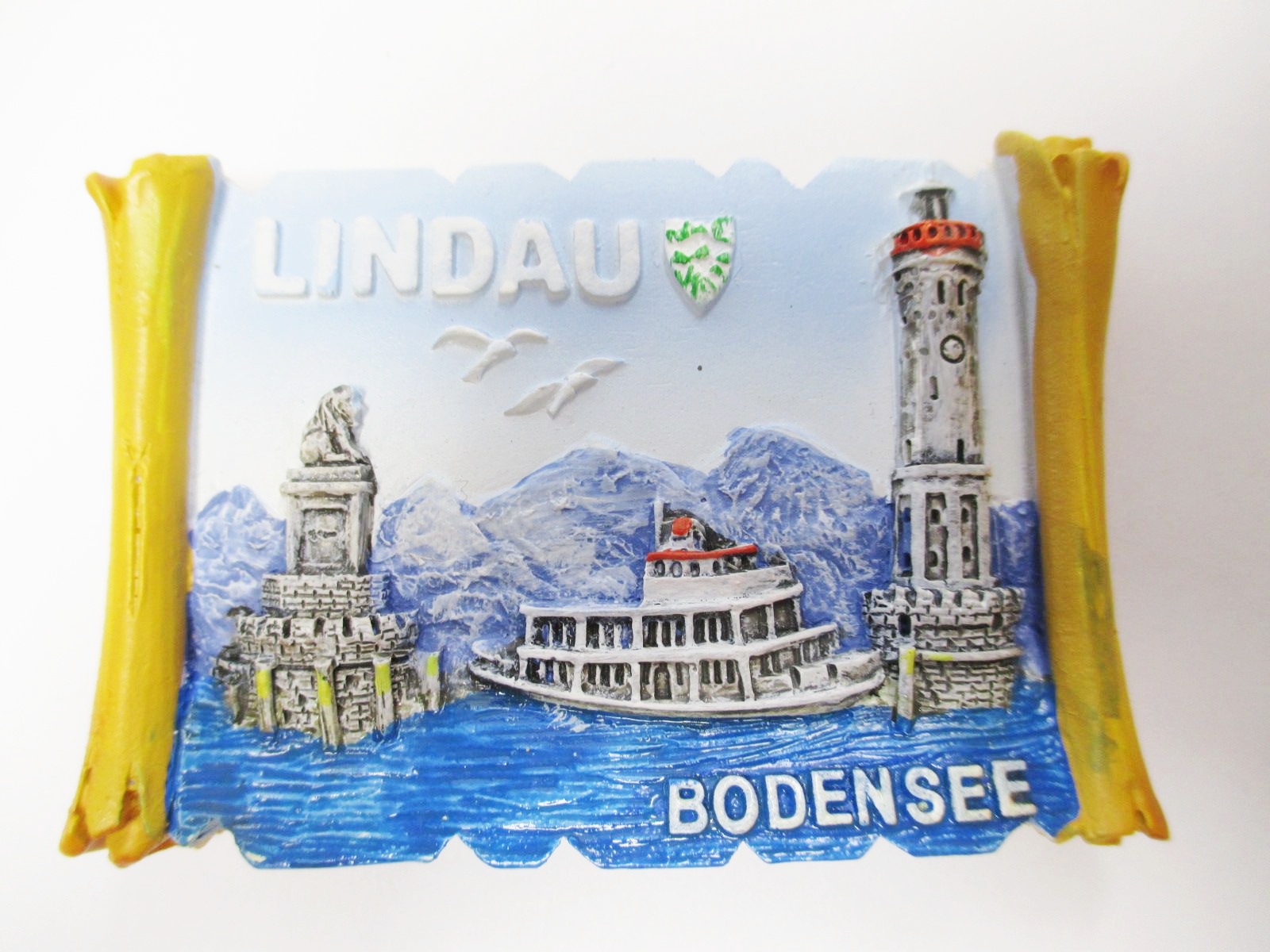 Magnet Bodensee Lindau Plate 12cm Souvenir Germany geprägt