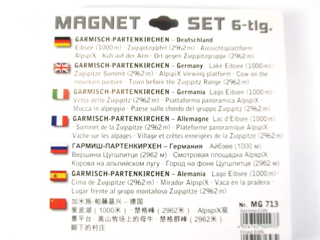 Garmisch Partenkirchen Zugspitze Eibsee,Germany Magnet Set Souvenir,6 tlg.,Neu 