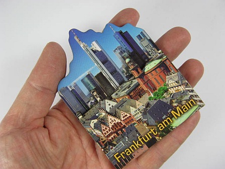 Frankfurt Skyline Main Germany,2 D Holz Wood Magnet,Souvenir Deutschland,Neu 