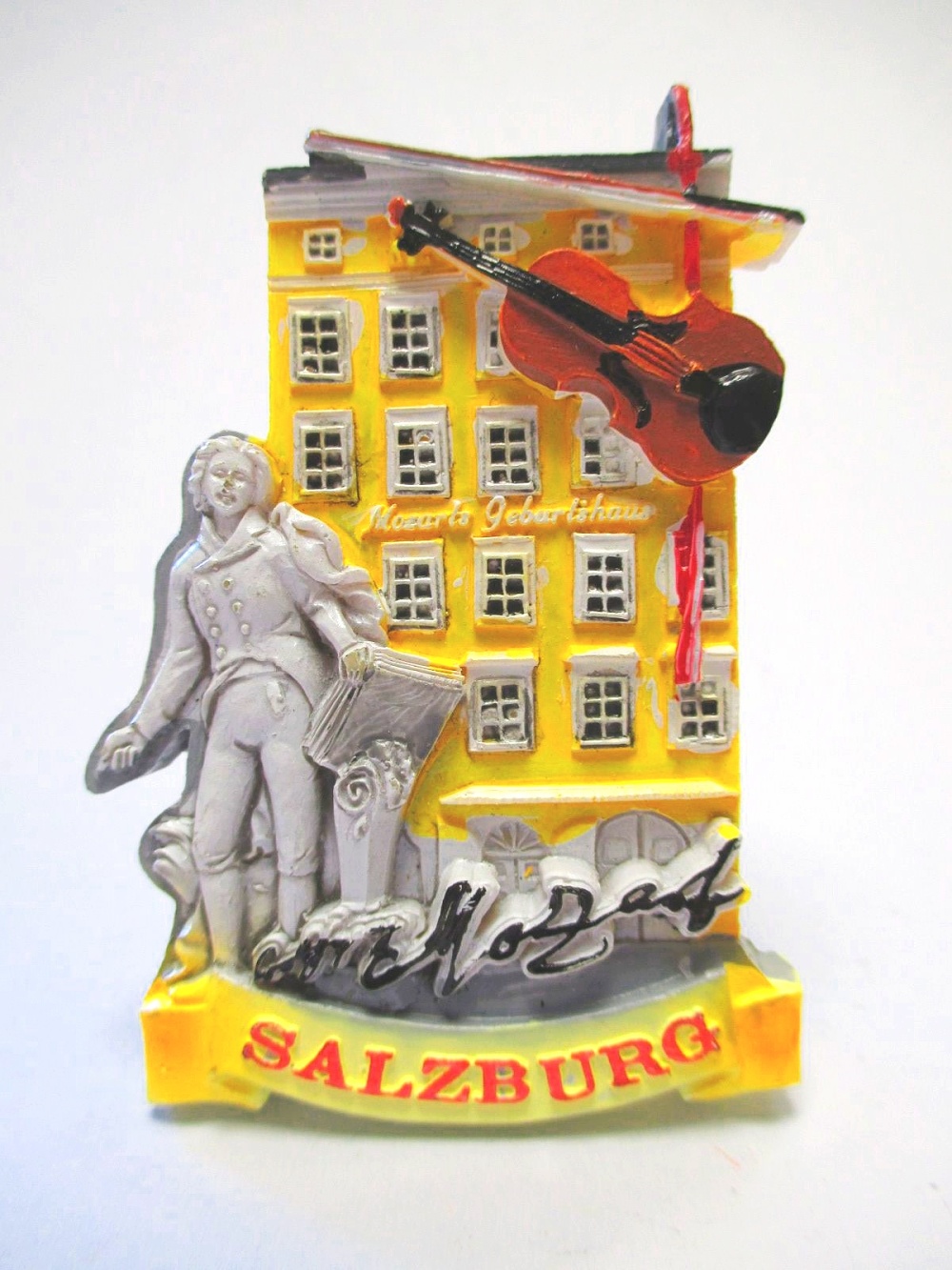 082 Salzburg Magnet Mozart Geburtshaus Souvenir 7,5 cm Österreich Poly 