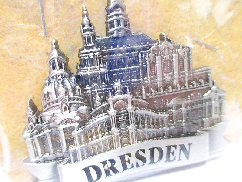 Dresden Magnet Semperoper bei Nacht Metall Souvenir Germany 