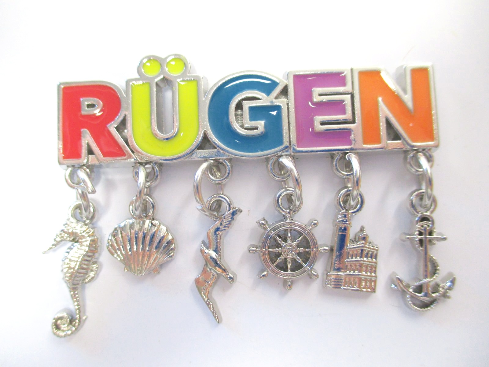 Rügen Ostsee Metall Magnet 6 Charms Anhänger Souvenir Germany 