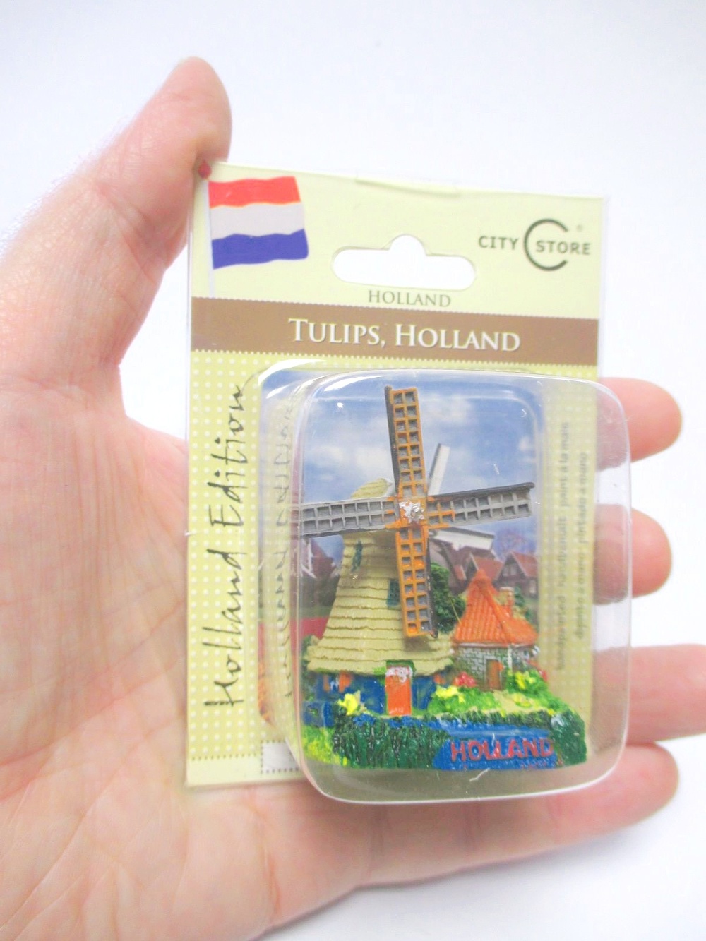 Windmühle Holland Poly Magnet Niederlande Radfahrer Souvenir ! 