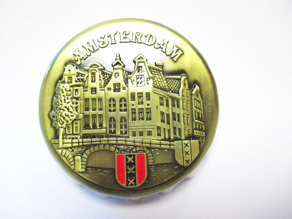 15492 Amsterdam Metall Magnet Flaschenöffner Holland Niederlande Souvenir 