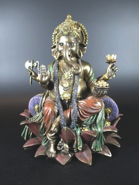 Ganesha Hinduismus,19 cm Polyresin bronzierte Figur 1280 gr.,Museums Kollektion 