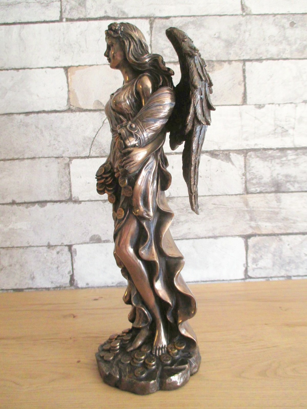 Fortuna römische Göttin des Glücks 29 cm Polyresin Figur bronziert 