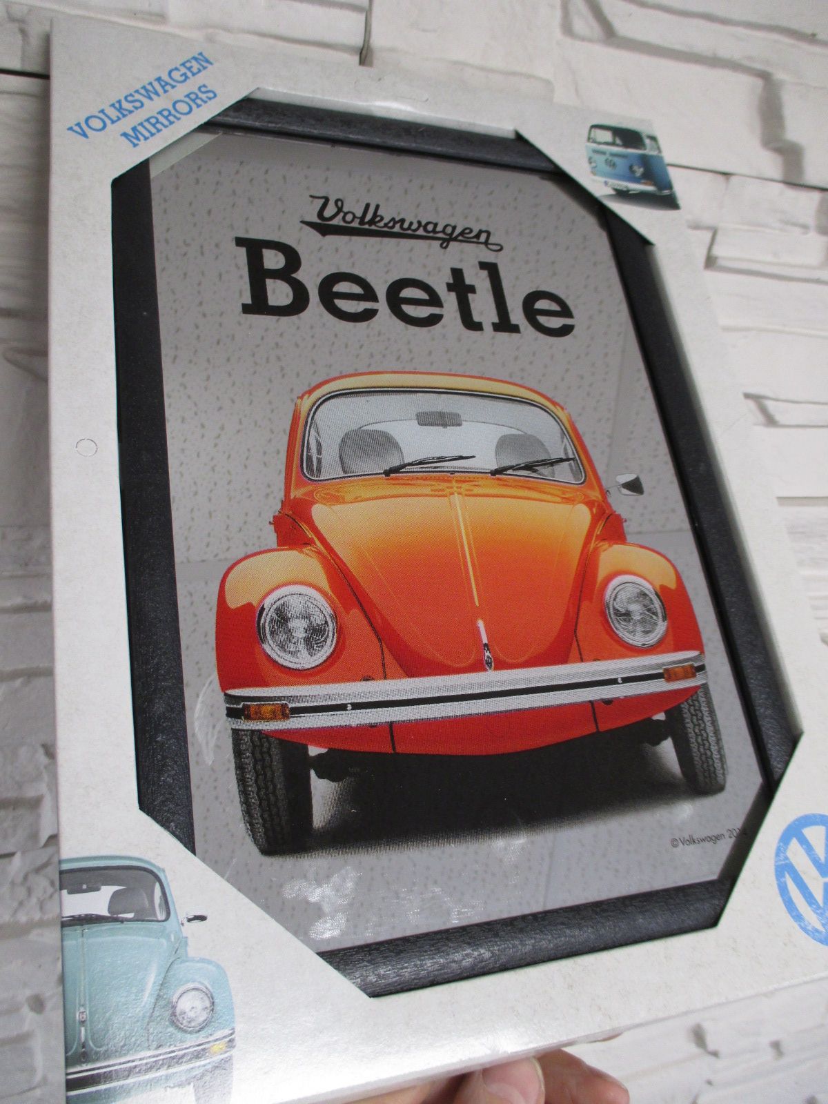 Käfer Spiegel ROT 20x30 cm im Rahmen 80727 Volkswagen VW Beetle 