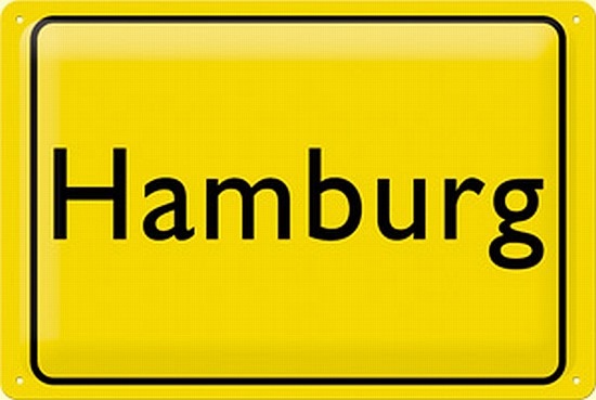 Blechschild HAMBURG Ortsschild gelb,30 cm,NEU  