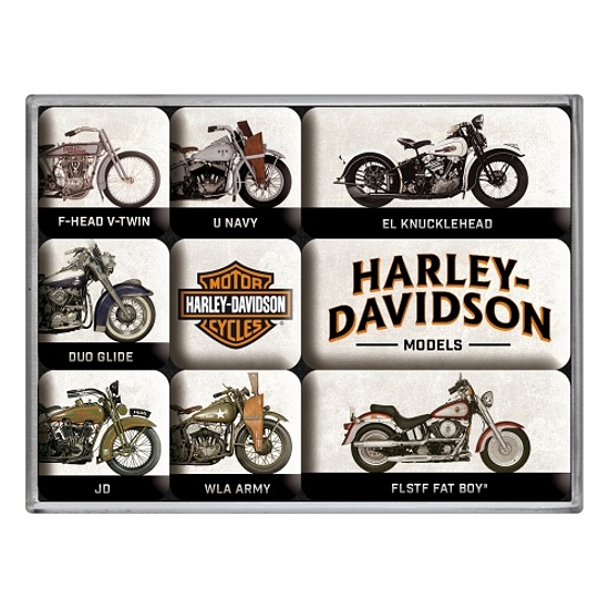 Poly Box Nostalgie Set NEU Harley Davidson Bikes Magnet Set 9 tlg 