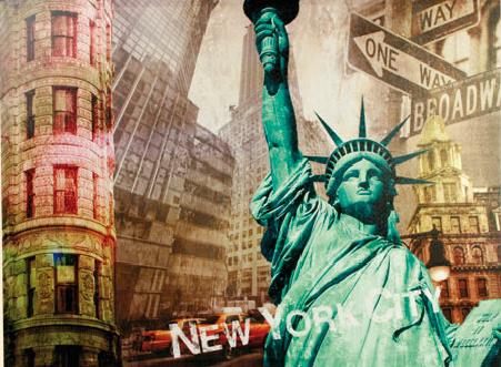 NEW YORK Leinen Bild Holzkeilrahmen,80 cm ,Liberty  