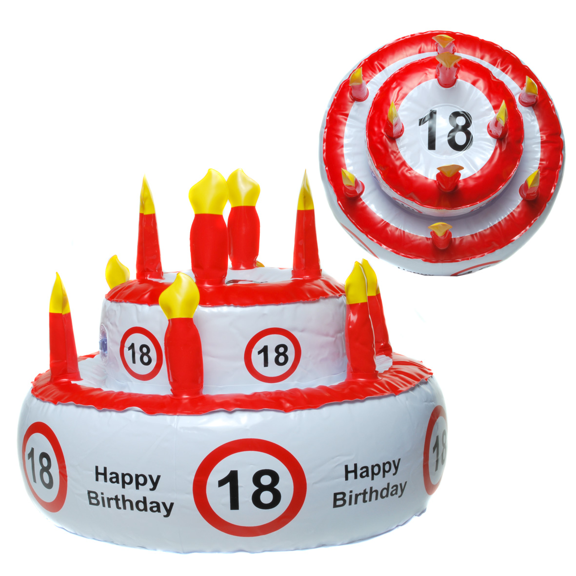 18 Geburtstag Torte mit Kerzen aufblasbar,Happy Birthday,Neu,28 cm !
