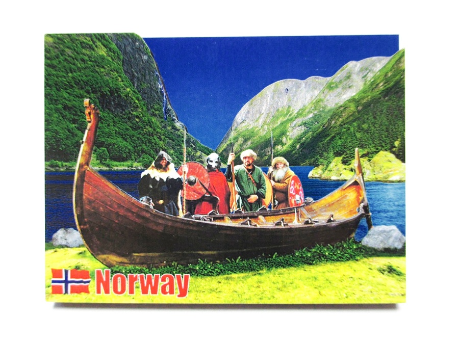 Lofoten Inselgruppe 3D Holz Souvenir Magnet Norway Norwegen 