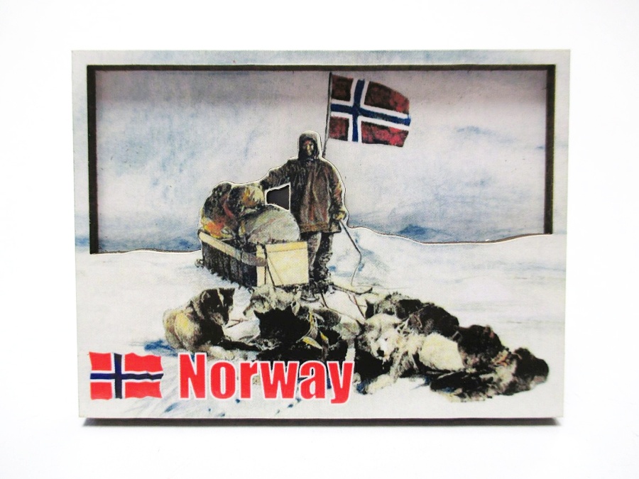 Tromso Nordlichter Polarkreis 3D Holz Souvenir Magnet Norway Norwegen 