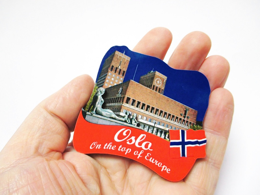 Norwegen Oslo Hauptstadt Souvenir Deluxe Holz Magnet Norway 