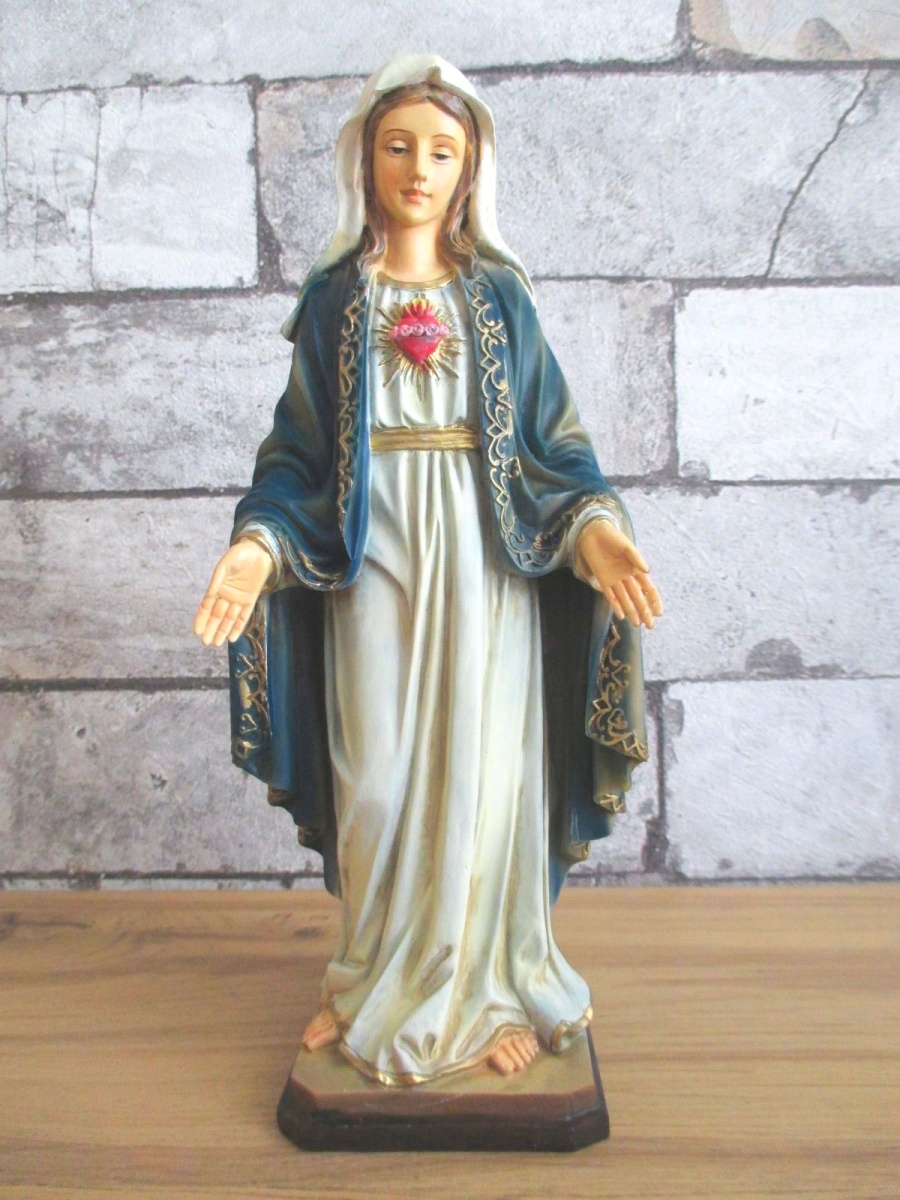 Madonna mit Herz Cuore Mutter Gottes 27 cm Poly Figur neu 