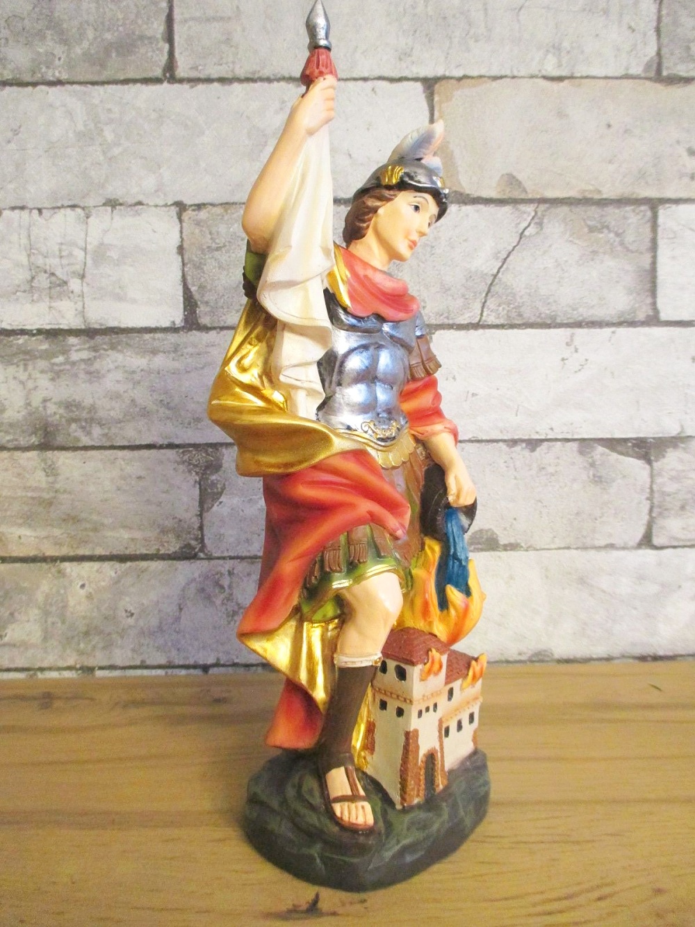Schutzpatron Feuerwehr,20cm,Statue Kirche,Heiligenfigur,bunt Heiliger Florian 