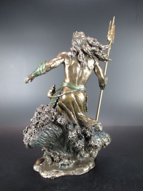 Poseidon mit Dreizack Meer 25 cm bronzierte Figur,Veronese Kollektion
