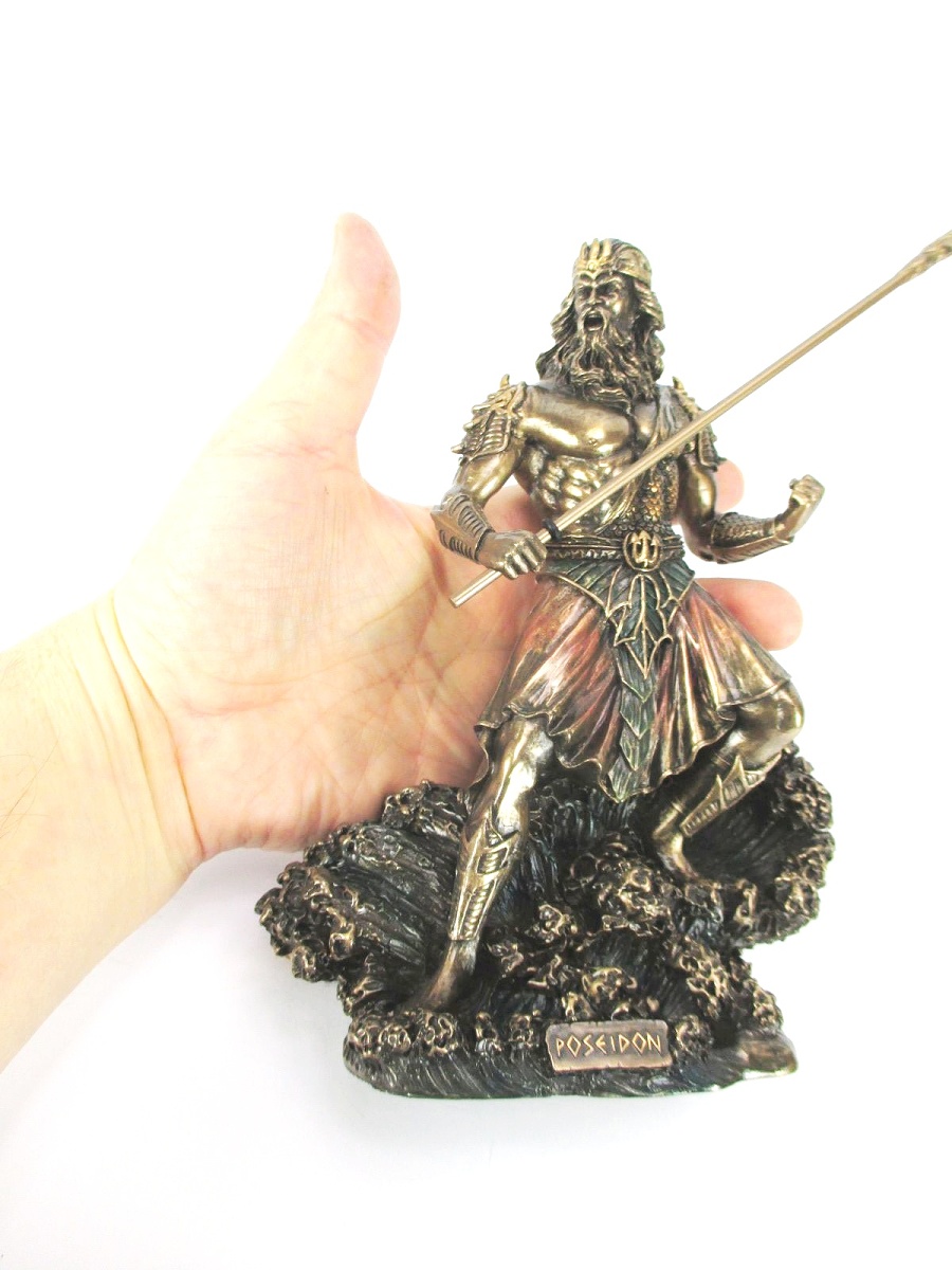 poseidon,bronziert,19x15cm,figur,statue,polyresin,gott,meeresgott,veronese