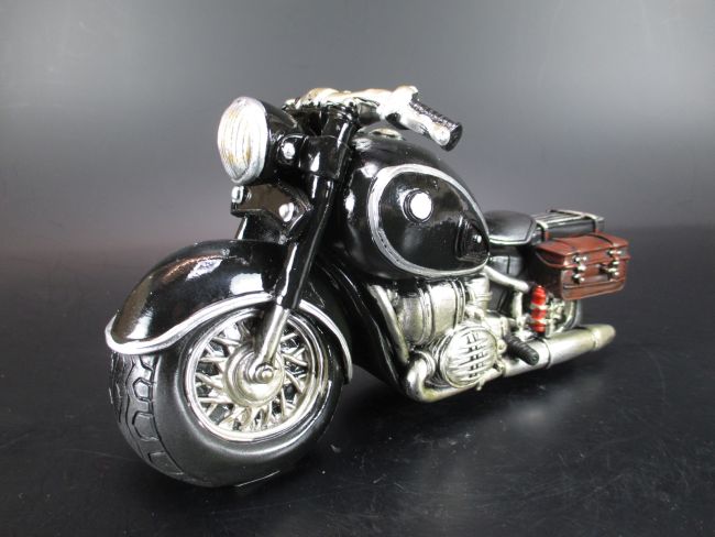 Spardose Sparbüchse Motorrad Biker Shopper antik silber 20 cm lang