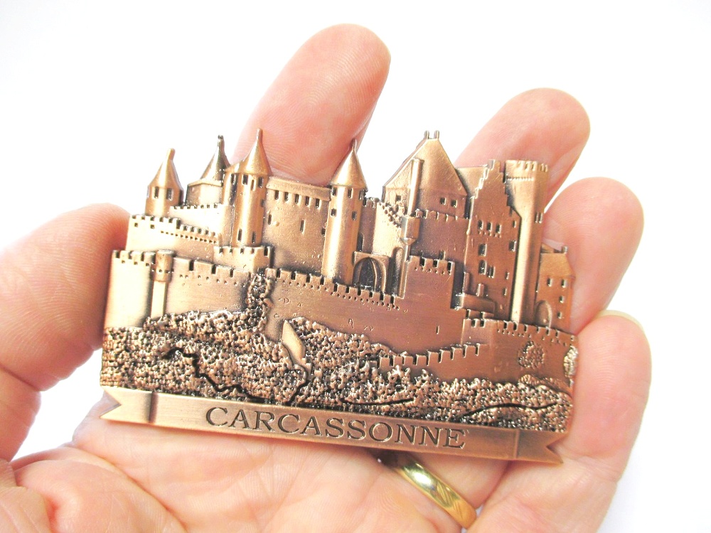 Carcassonne Festung Burg Metall Magnet Souvenir Frankreich redb 