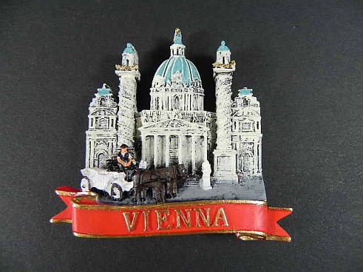 Wien Vienna Magnet Karlskirche Stephansdom Strauß Poly Souvenir Austria 
