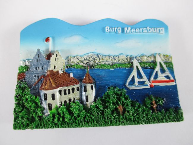 Magnet Bodensee Meersburg Plate 12cm Souvenir Germany geprägt 