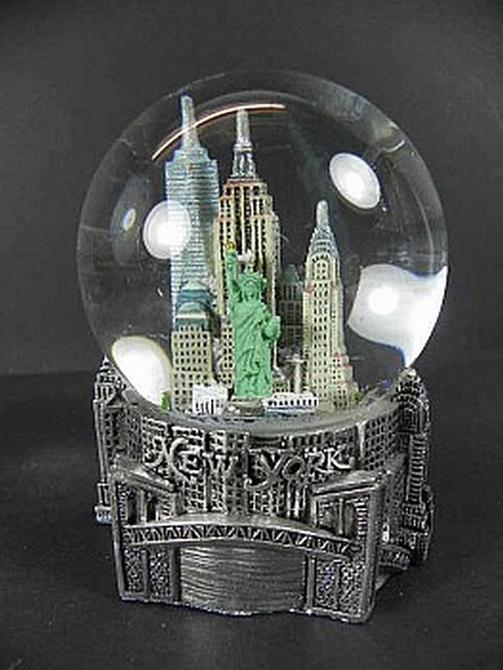 New York Schneekugel Freedom Tower,Empire,Liberty,Chrysler,9 cm Souvenir,Neu 